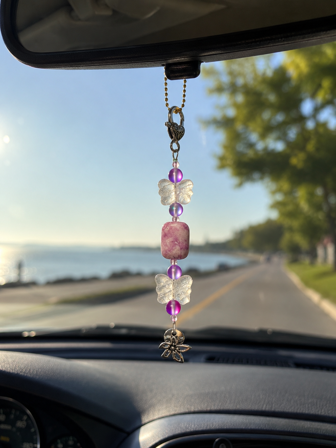 Butterfly Blossom Rearview Mirror Charm