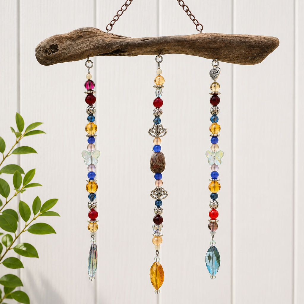 Lotus and Light handcrafted driftwood suncatcher