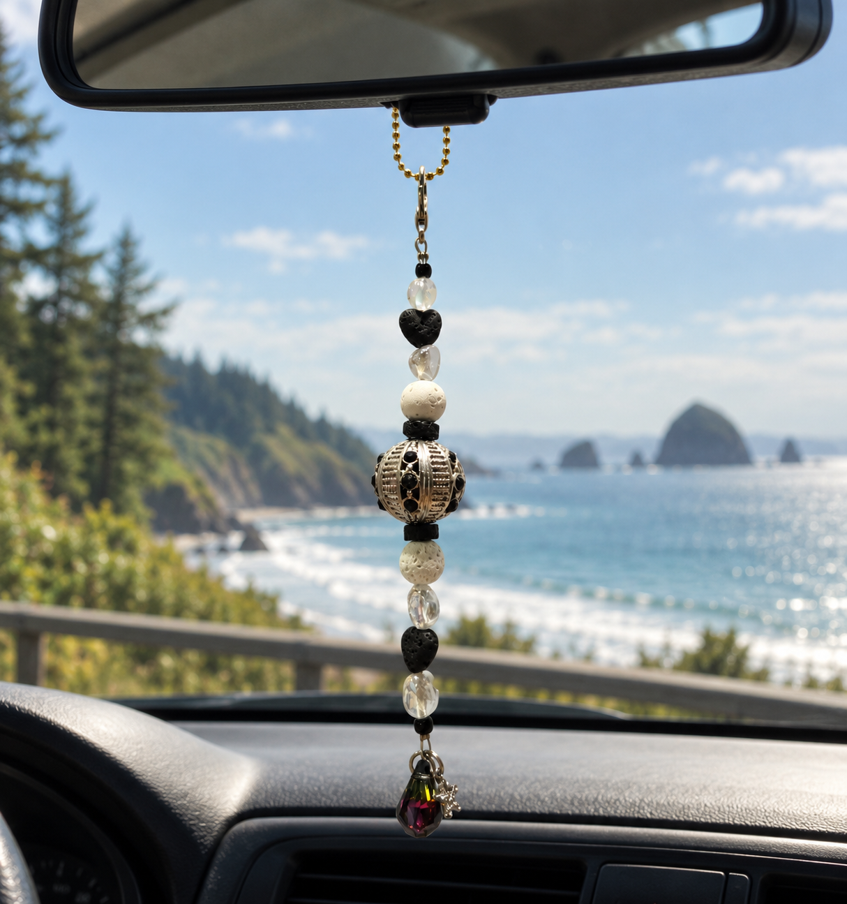 Midnight Pearl Rearview Mirror Charm